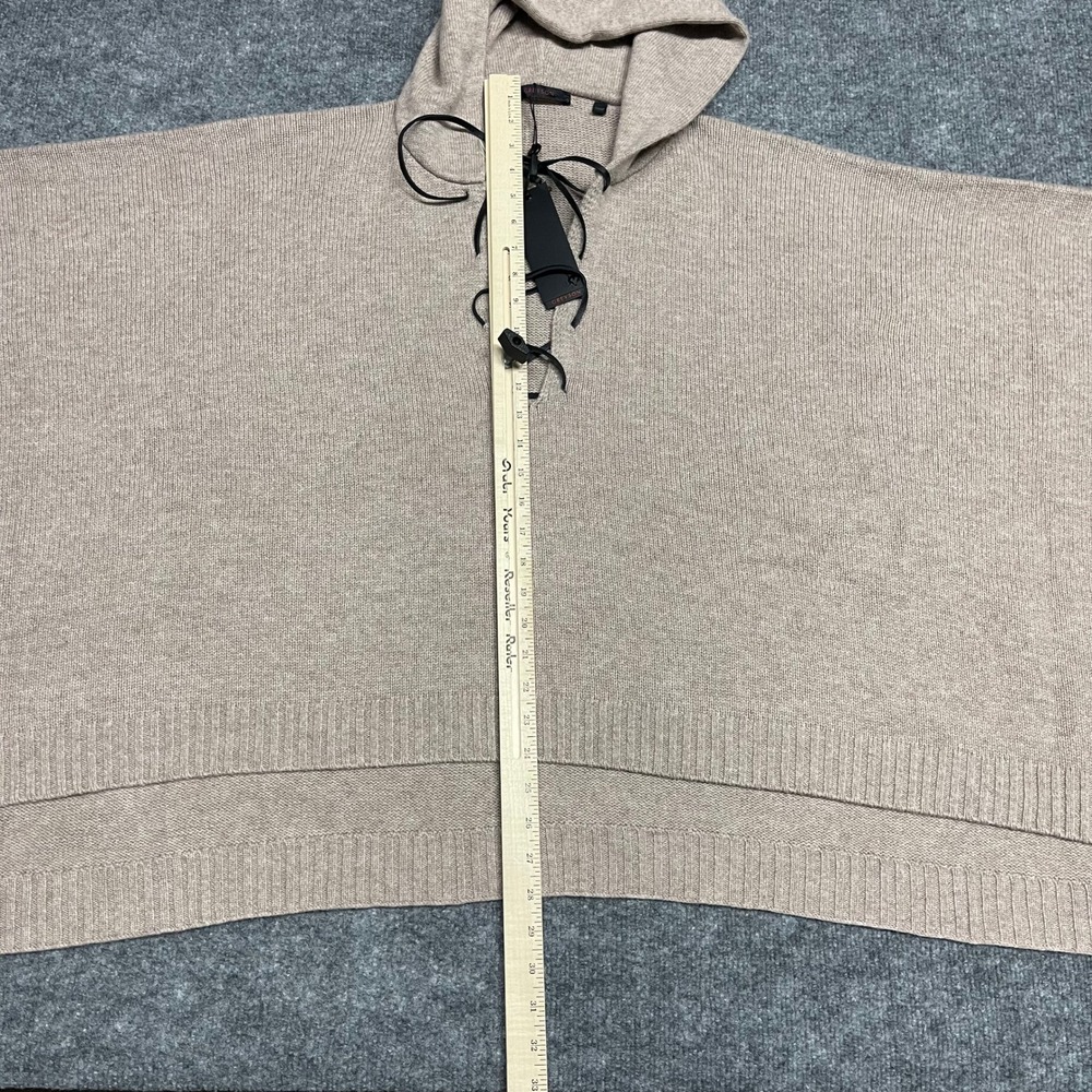 Greyson Poncho Womens One Size Fawn Heather Wool Cashmere Hooded Feather Lace Up - Picture 12 of 14